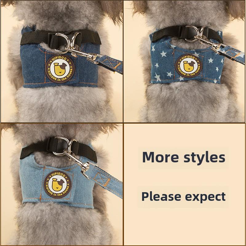 Hunde-Jeansleine im Westen-Stil Haustierleine Hunde-Gehseil Hundekette Teddy Brust Rücken Herbst- und Winterzubehör