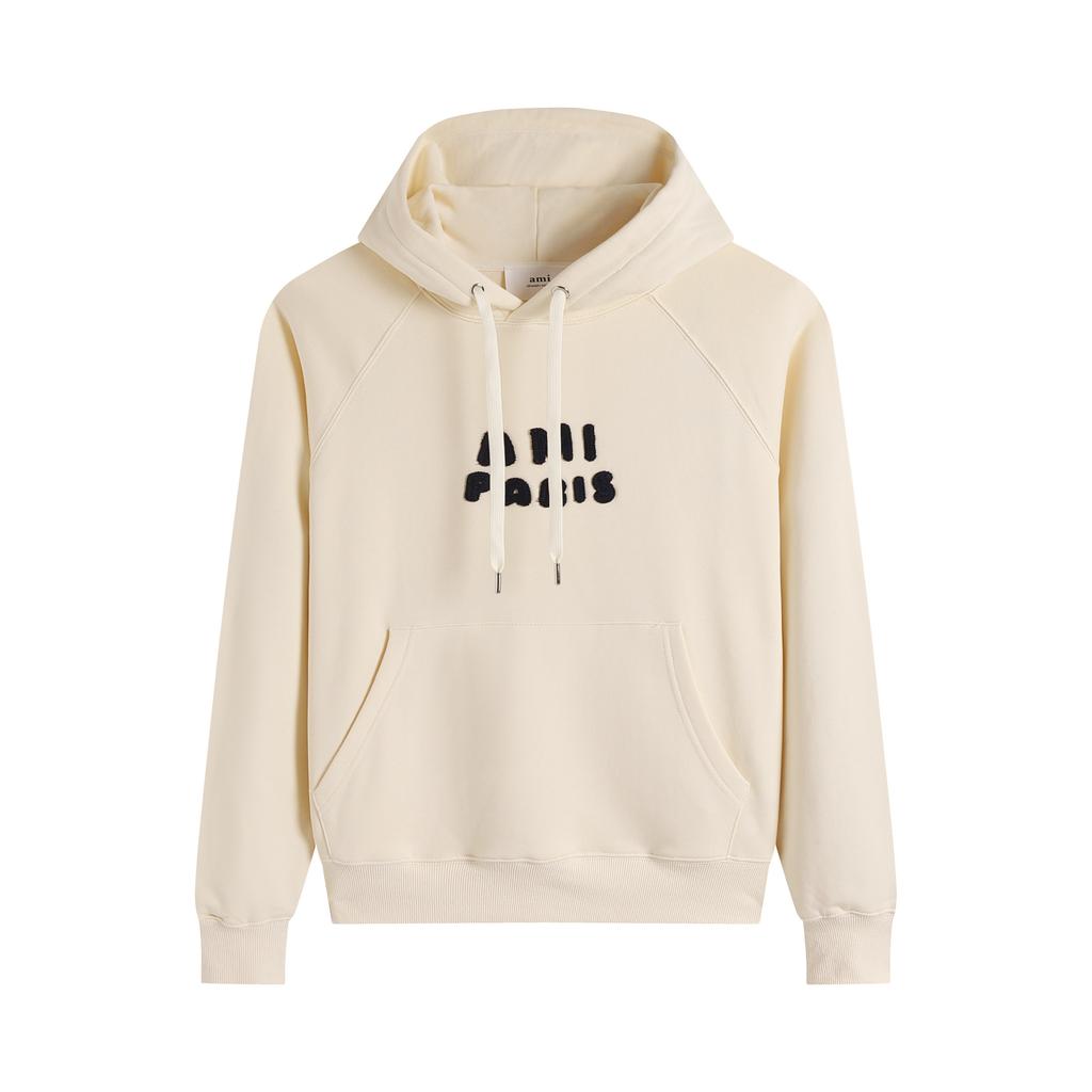 AMI 2025 Autumn and Winter New Letter Embroidery High-quality Cotton Hooded Sweatshirt Sweatshirt Couple Pullover