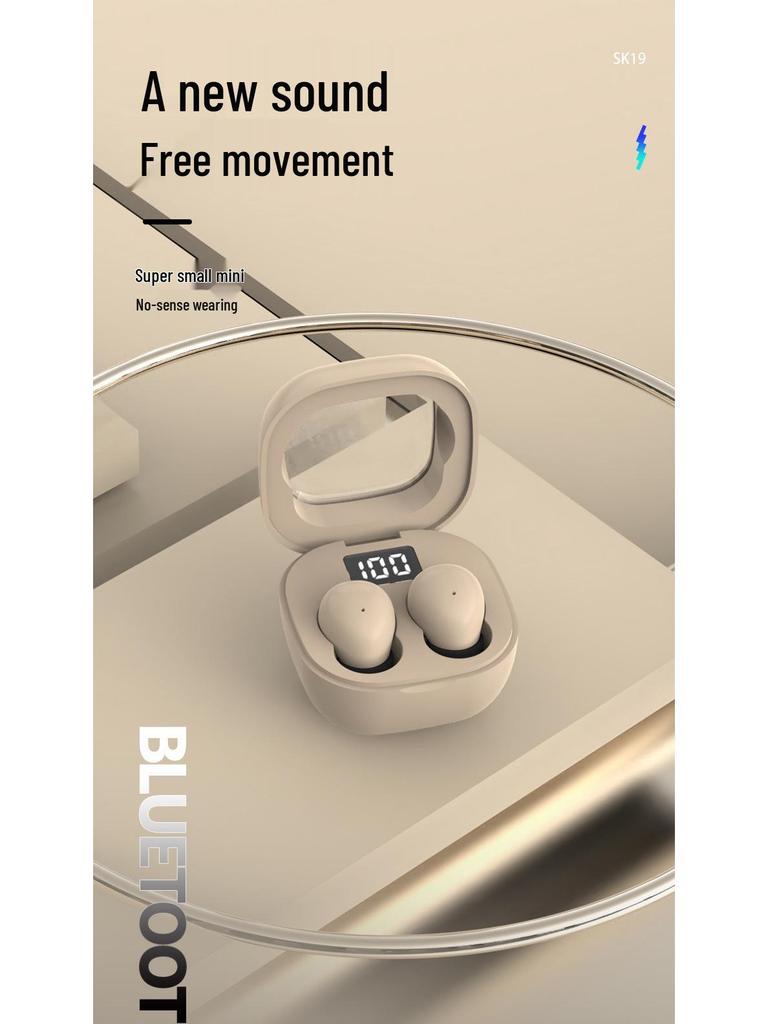SK19 Mini Bluetooth Earphones - Ultra-Small, In-Ear, Painless Sleep Design.