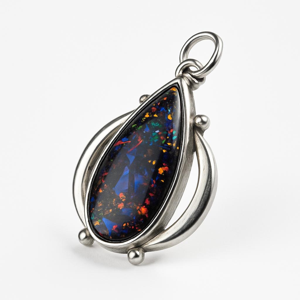 925 Sterling Silver Pendant 30.55 Ct Sparking Fire Black Opal Beautiful Pendant