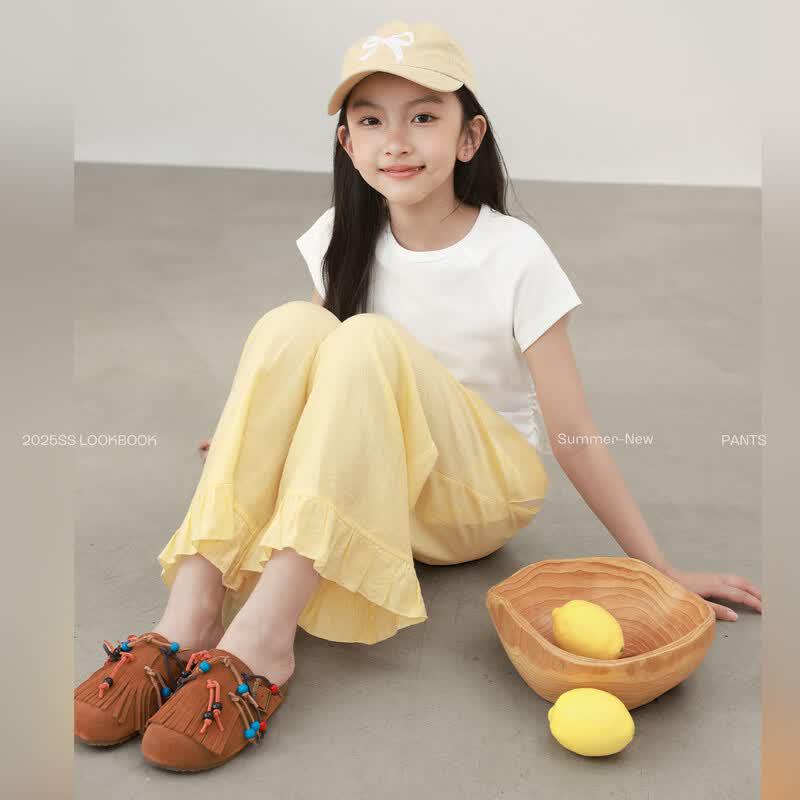 LUSON Girls' Summer Loose Straight-Leg Pants