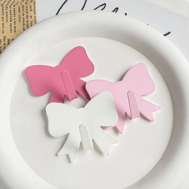 5Pcs Self Adhesive Wall Clothes Towels Hanger Pink Heart Shape Hook Stainless Steel Sticky Key Hooks Child Cute Room Decor Hook