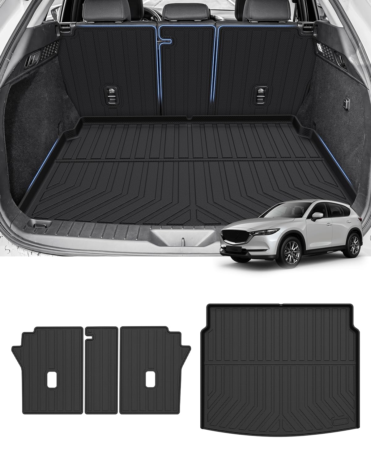 

Mixsuper 3D Luggage Mat for the New Mazda September 2022 3D Cargo Trunk Specific 3D Molded Cargo TPE Luggage CX60 Easy Set CX-60 (KH Series, - чёрный