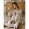 24 Autumn New Women's Rayon Satin Sweet Mori Fruit Outwear Print Cardigan Long Sleeves Home Nightdress