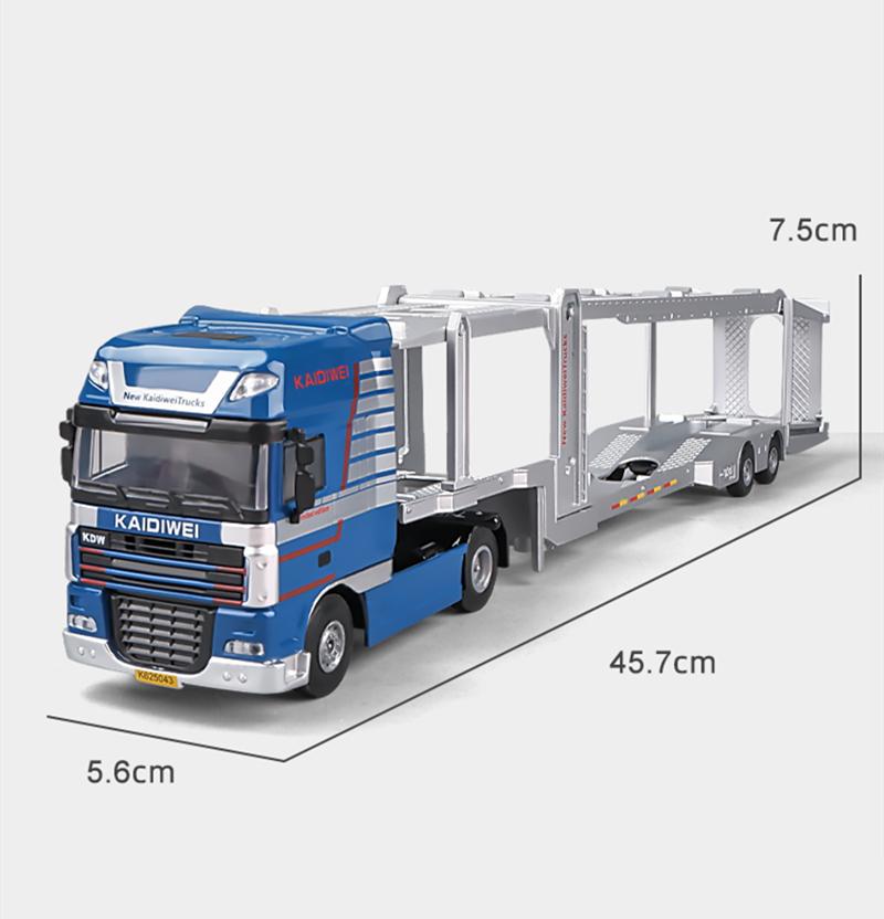 1/50 Alloy Double Deck Flatbed Trailer Model Diecast Metal Heavy Semi Trailer Transport Vehicle Truck Car Model Simulation Kids Gifts