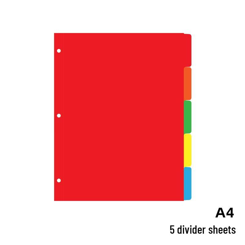 A4 Loose-Leaf Index Cards with A5 Color Dividers, 8 Sheets per Pack - Refill Pages and Dividers.