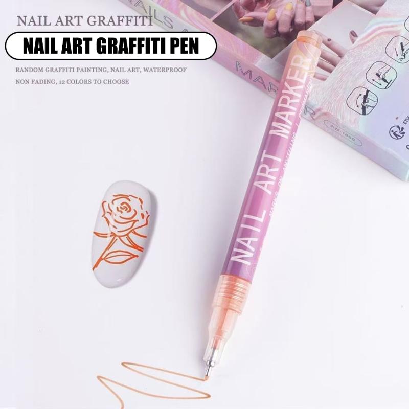 12Color Nail Art Pens Precise Acrylic Marker For Detailed Outlining Polish Pen For DIY Enthusiasts Salon Professional