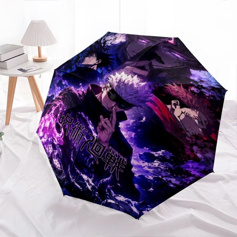 1PC Jujutsu Kaisen: Curse Battle Automatic Umbrella - Suitable Travel Outdoor Portable Umbrella Birthday Gift Daily Essentials