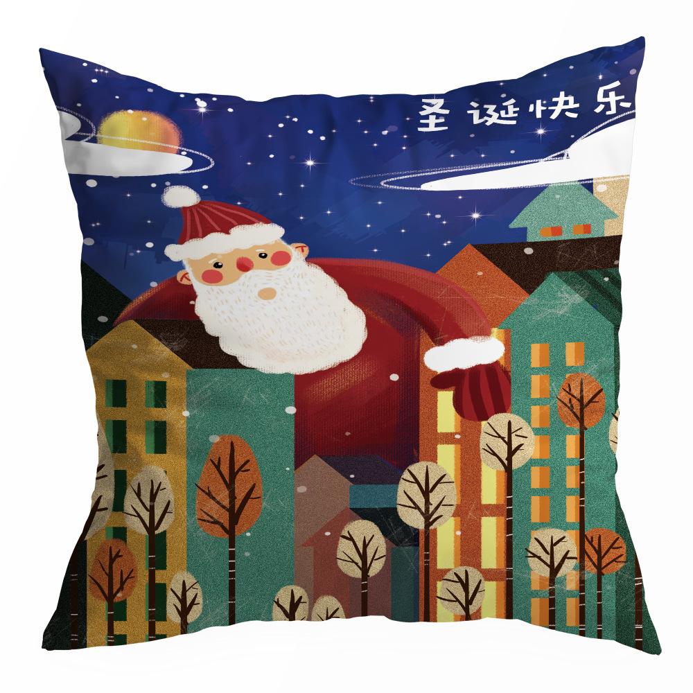 Christmas Pillowcase Cartoon Santa Claus Home Sofa Car Cushion Printed Pillowcase