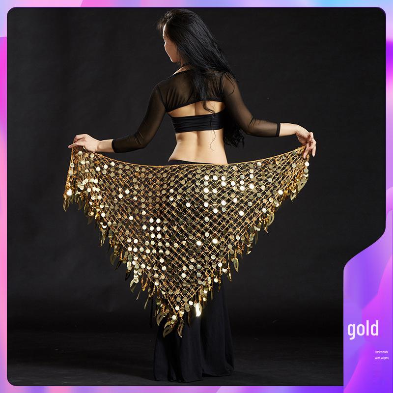 

Пояс-цепочка русалки, хип-шарф с пайетками и кисточками из цимбал 150 cm