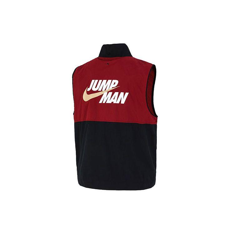Jordan Casual Letter Print Zip-Up Spliced Vest Men Vests Red DC7305-677
