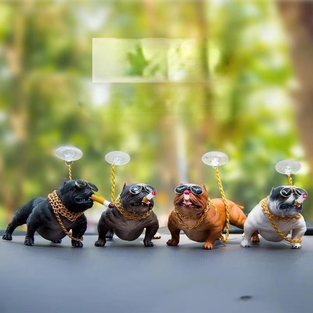 Funny Resin Pitbull Dog Statue Realistic No Base Simulation Dog Wear-resistant Dog Ornaments Car Interior Dashboard Decoration