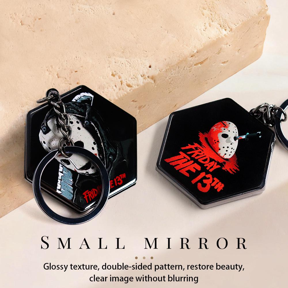 Dual-Sided Mirror Keychain: Game-Themed Key Ring, Car/Bag Pendant, Fan Gift, Makeup Mirror.