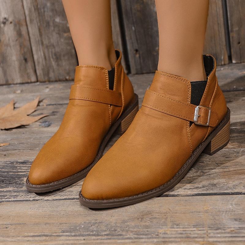 New Style Pin Buckle Comfortable Fashion Casual Women's Shoes Pointed Toe Thick Heels Solid Color Simple Elegant High Heels