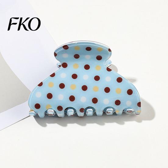 High Elastic Hair Claw Back Head Claw, Strong Bite Force Clip, Dot Print Grip Clip Large Anti-Slip Teeth Accessory for Daily