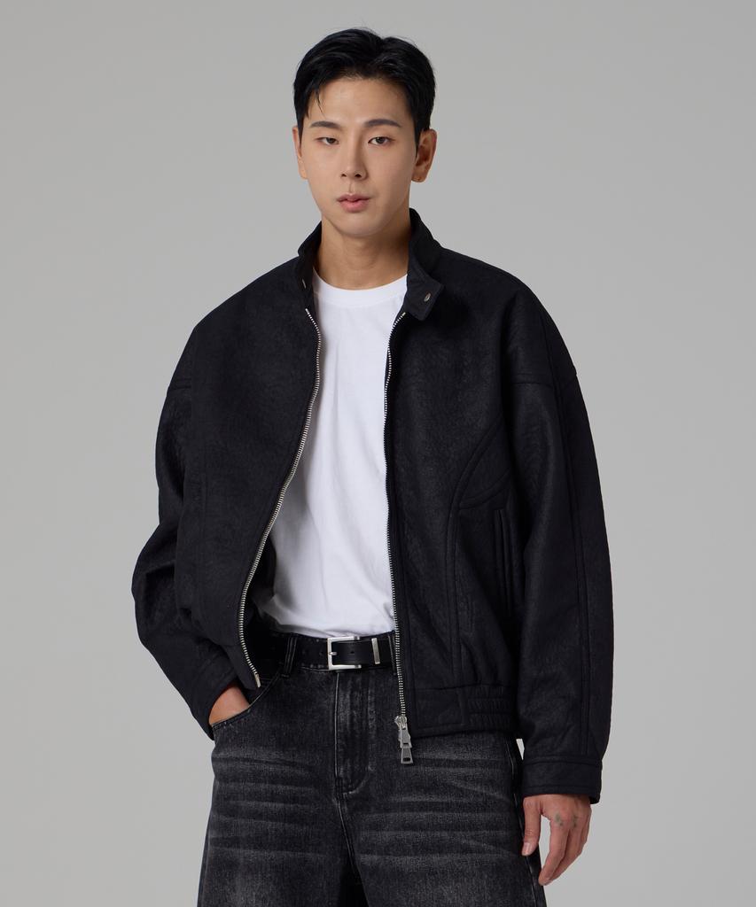 Aott Crop Two-Way Dirty Wash Blouson Black