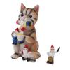 Katze frisst Gartenzwerge Statue Harz Lustig Farbecht Katze frisst Gartenzwerge Skulptur für Außengarten