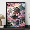 Diamond Painting Set DIY 5D Full Diamond Chinese Pavilion Cherry Blossom Scenery Crafts for Home Wall Decoration