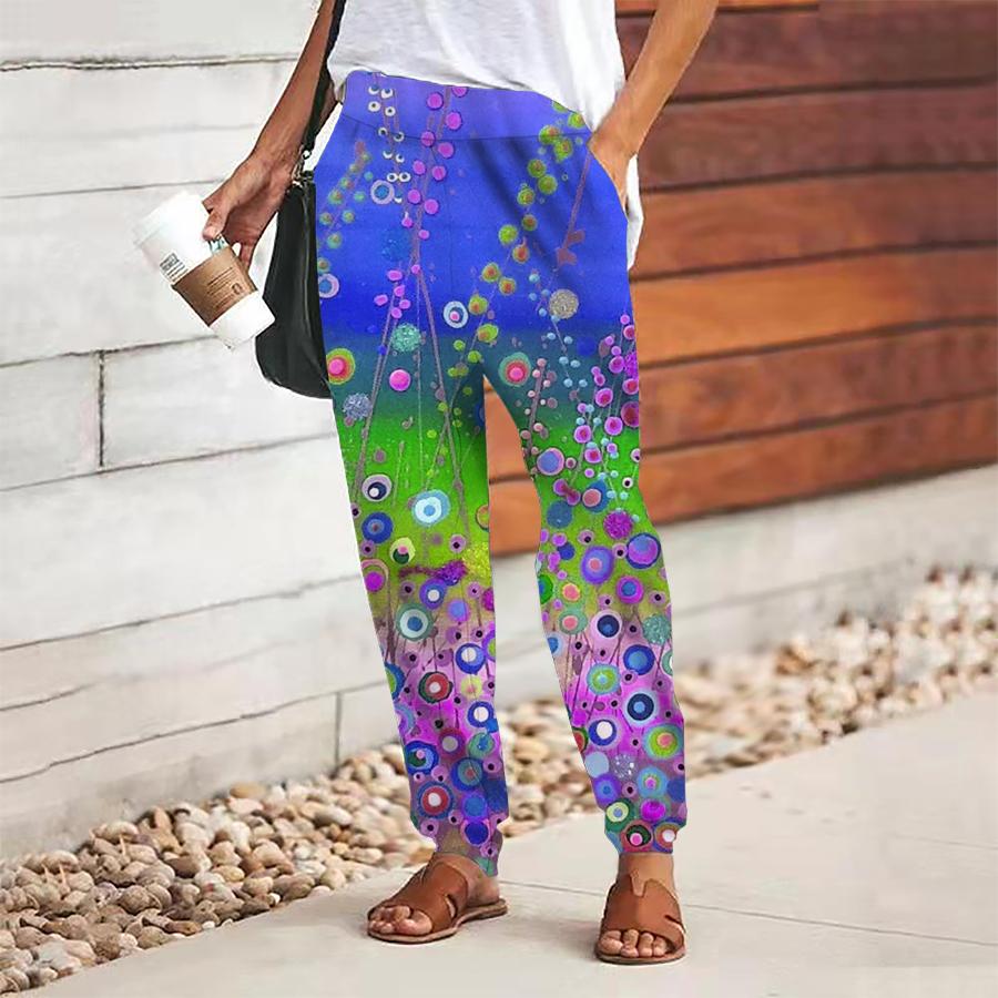 

Женские брюки с абстрактным принтом, на шнуровке, с эластичной талией, свободные брюки, повседневные длинные брюки, брюки с карманами XS