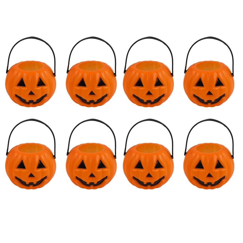 8 Pcs Plastic Candy Bucket - Halloween Trick Or Bucket, Orange Party Decorations, Candy Box For Kids