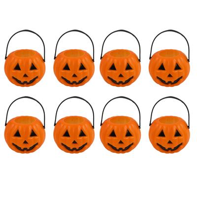 8 Pcs Plastic Candy Bucket - Halloween Trick Or Bucket, Orange Party Decorations, Candy Box For Kids