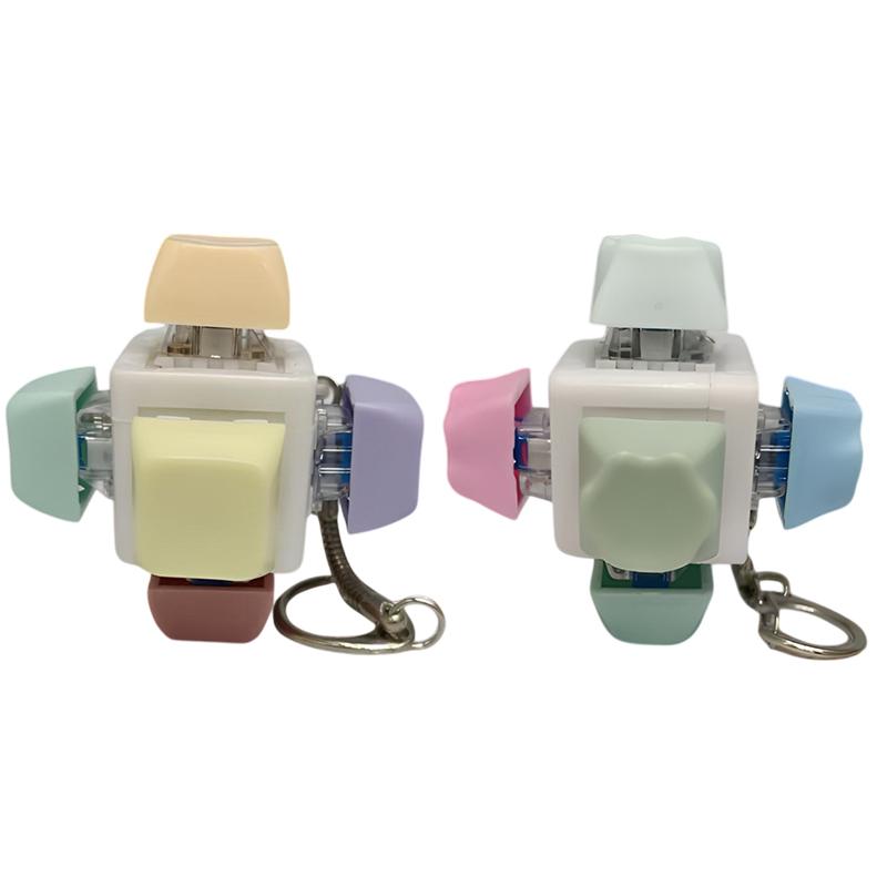 Creative Six Sided Decompression Mechanical Keyboard Key Toy Key Chain For Adults Anti Stress Finger Games Toys
