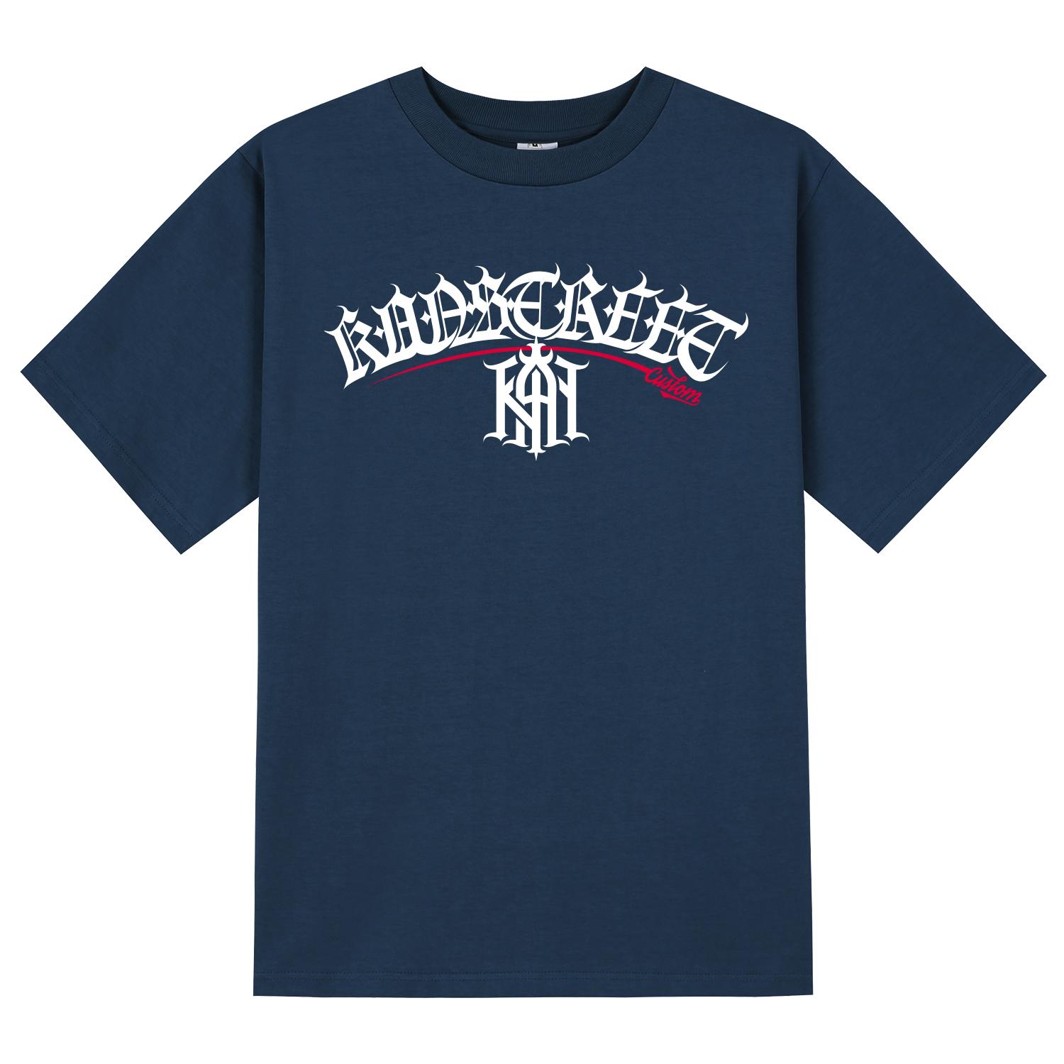 Khan 6312 Ktn0159 Lettering Khan Symbol Short Sleeve T-Shirt - Navy Gray/L