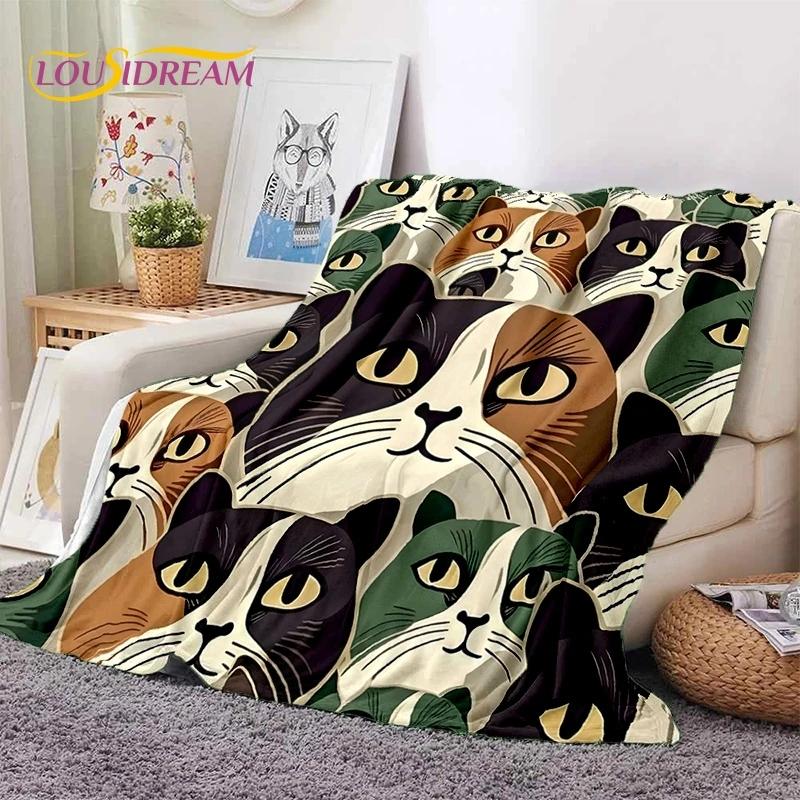 Persian Cat,Cute Calico Cat,Ragdoll Cartoon Soft Flannel Blanket for Beds Bedroom Sofa Picnic,Throw Blanket for Outdoors Leisure