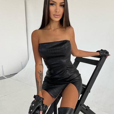 Women's Summer One Neck Plunge Sexy Split Dresses