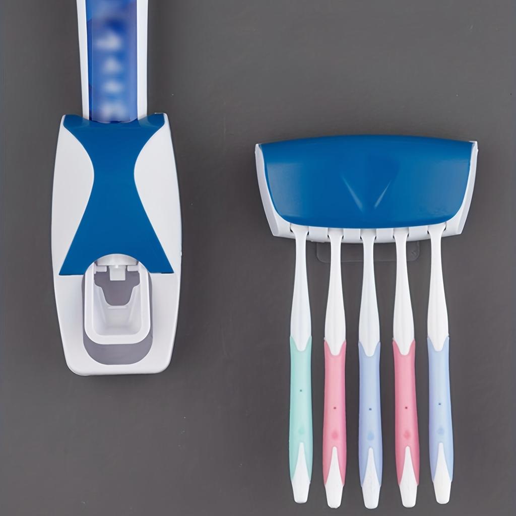 2pcs Automatic Toothpaste Squeezer Toothbrush Holder Set Bathroom Accessories (1 PC Toothpaste Squeezer+ 1PC Toothbrush Holder)