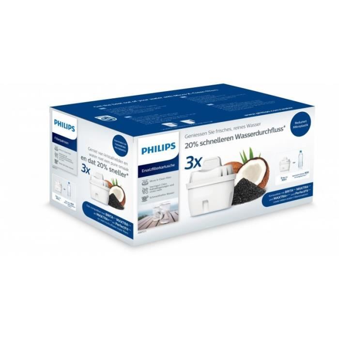 Philips water awp211/31 micro x-clean filter compatible with brita maxtra, pack of 3 - 4897099308409