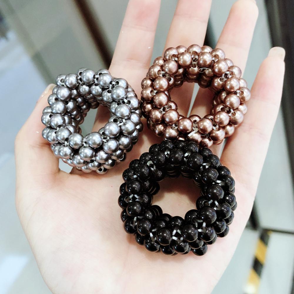 Einfaches elastisches Perlen-Haarseil für Damen Mädchen Pferdeschwanzhalter Haarband Haarkranz Haaraccessoires Kopfbedeckung Geschenke Haarband