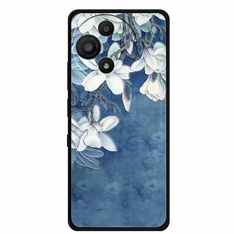 For TCL 60 SE Nxtpaper Case 3D Emboss Relief Flowers Black TPU Silicone Soft Back Cover Cases For TCL 60R Case 6.7" Fundas Bag