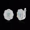 Light Luxury 925 Sterling Silver Clasp Earrings Natural Opal October Birthstone Fine Jewelry for Women's Banquet Festival Wear