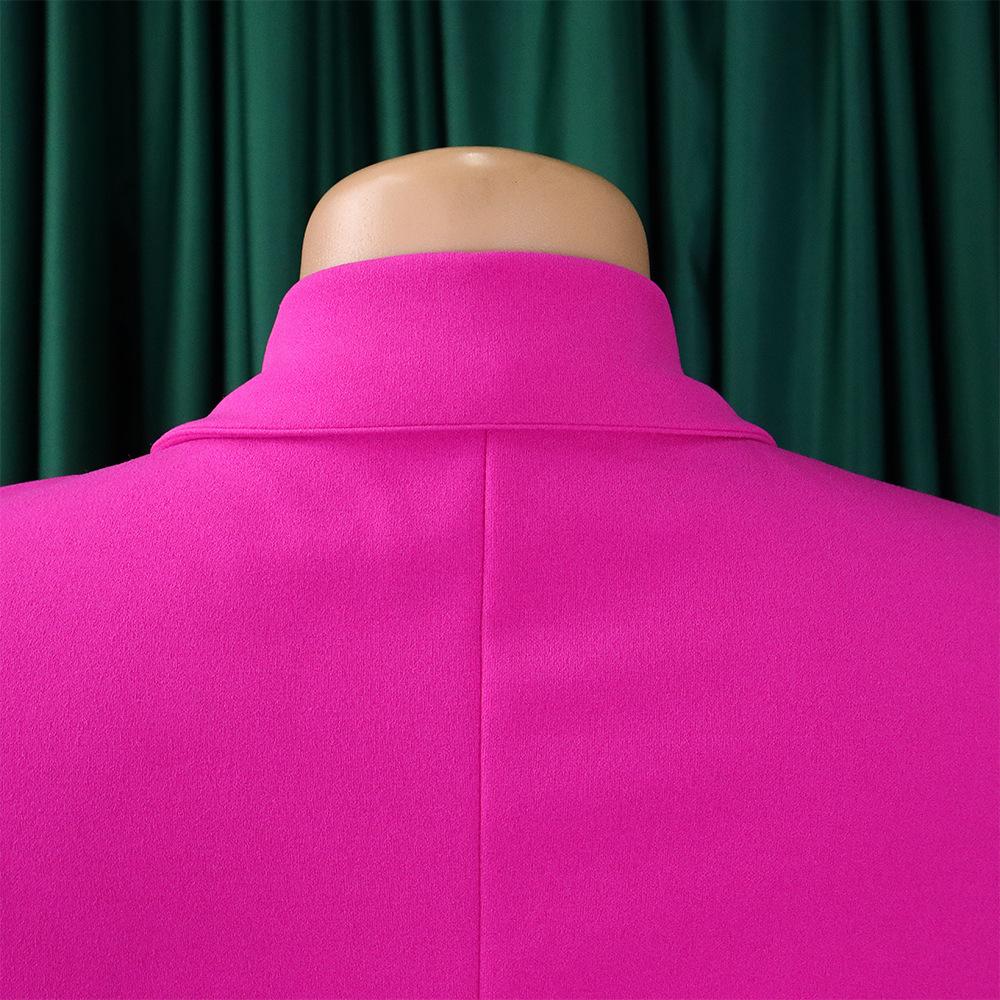 YYFS Women's Fashion Summer Spring Solid Color Print 3/4 Sleeves POLO Neck High Waist Casual Dresses