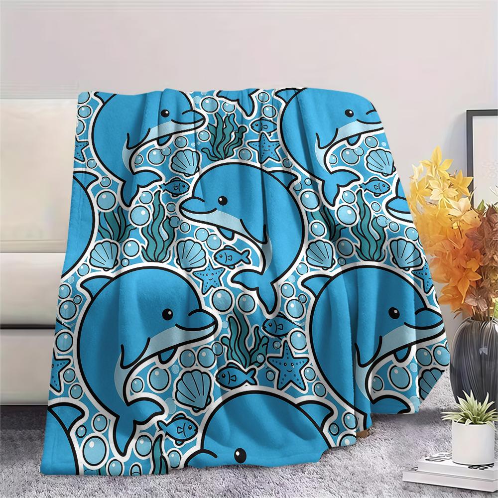 Cute animal panda dolphin Print Flannel Blanket High quality Comfortable for All Seasons Home Decor Warmth and Comfort Perfect for Christmas Gifts