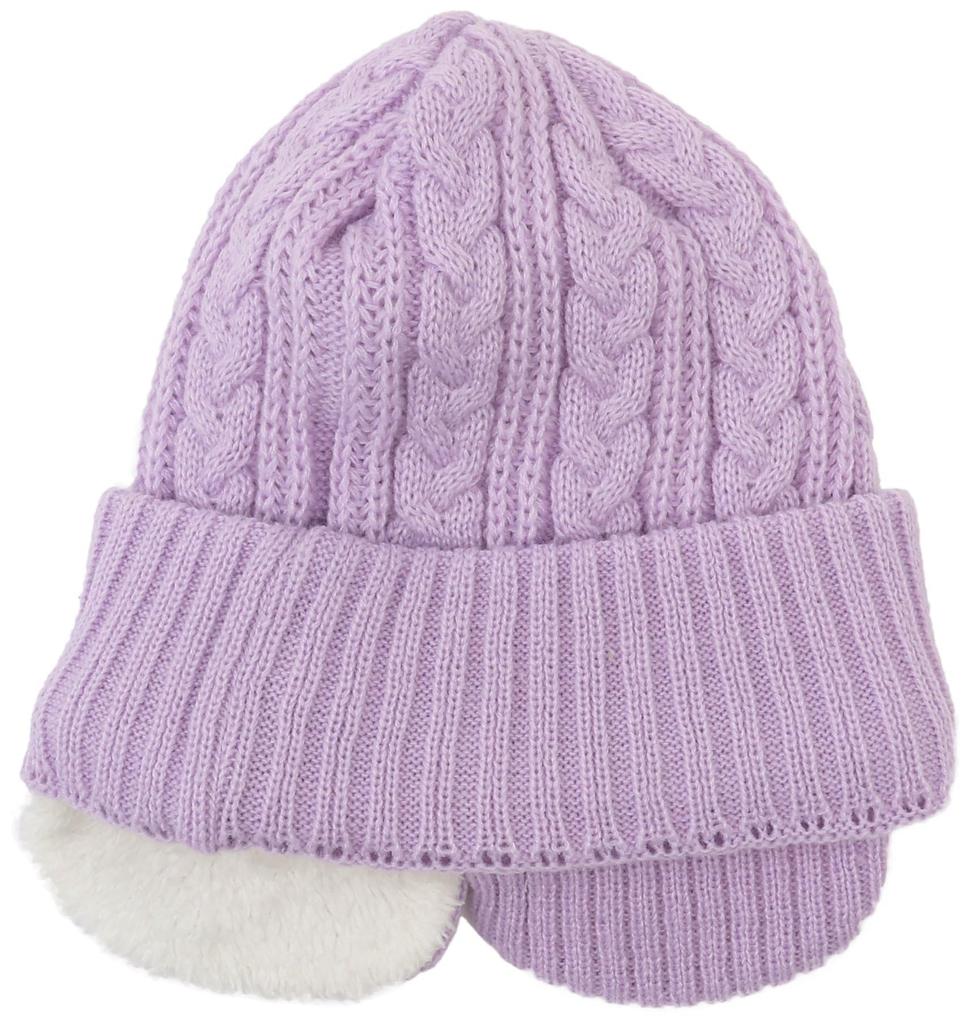 Kids Snoopy Winter Knit Cap Boa Back Purple [Anshapeau] 434-1013