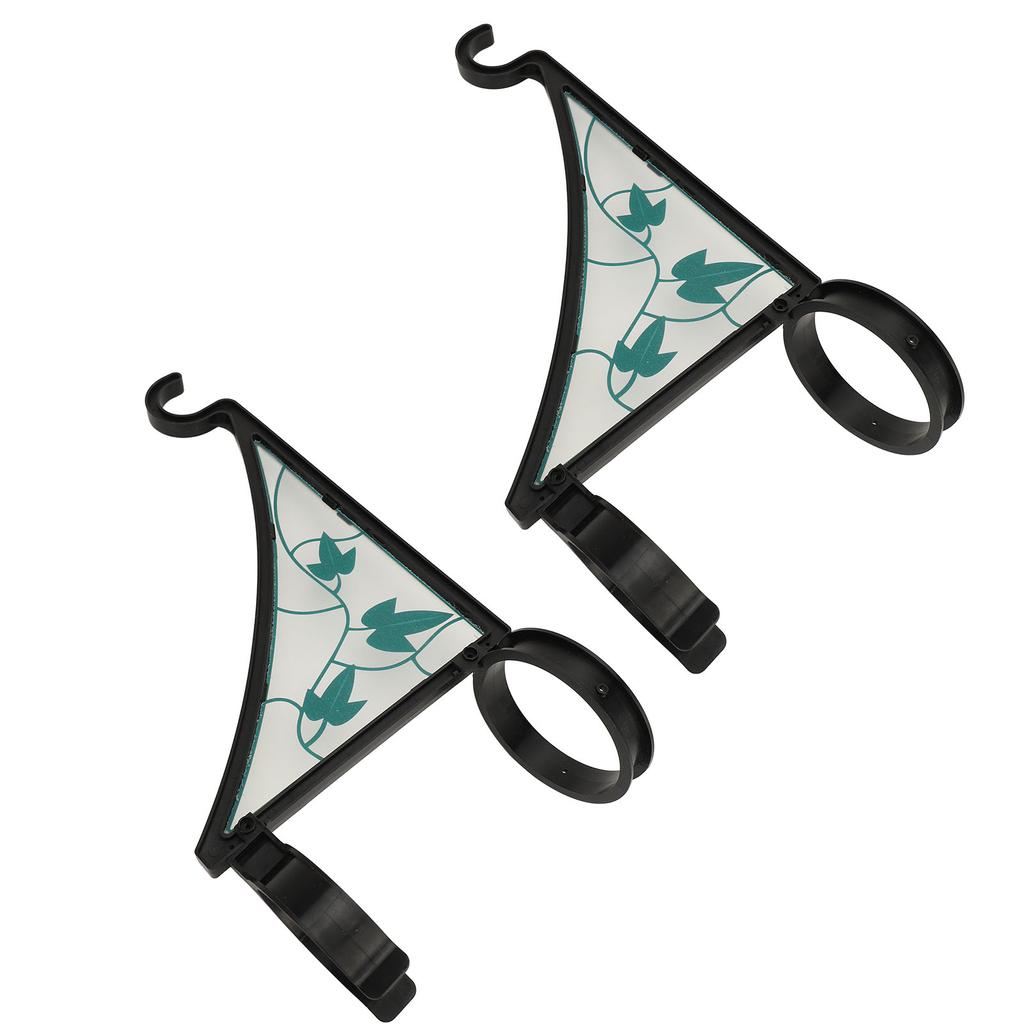 2pcs Fence Post Hanger Green Leaf Pattern Plastic Hanging Plants Bracket for Bird Feeder Lantern