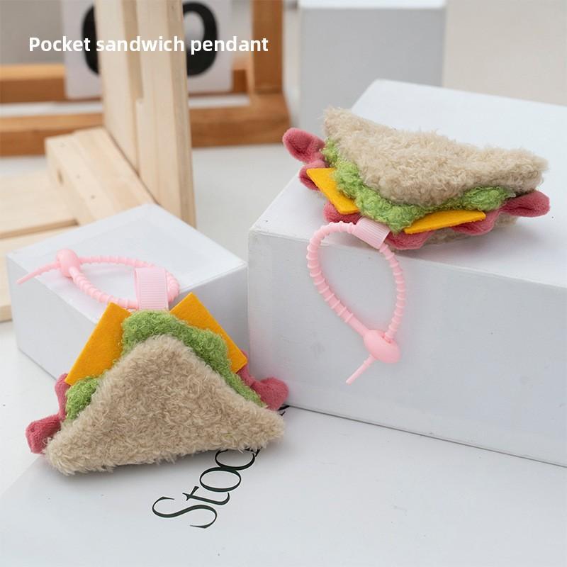 Fries Hamburger Cute Plush Toy Keychain With Pp Cotton Filling For Teens