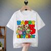 Super Bros Roundneck Tshirt for Boys Girls Cartoon Number Printed Birthday Clothes Children Fashion Shortsleeved Tops