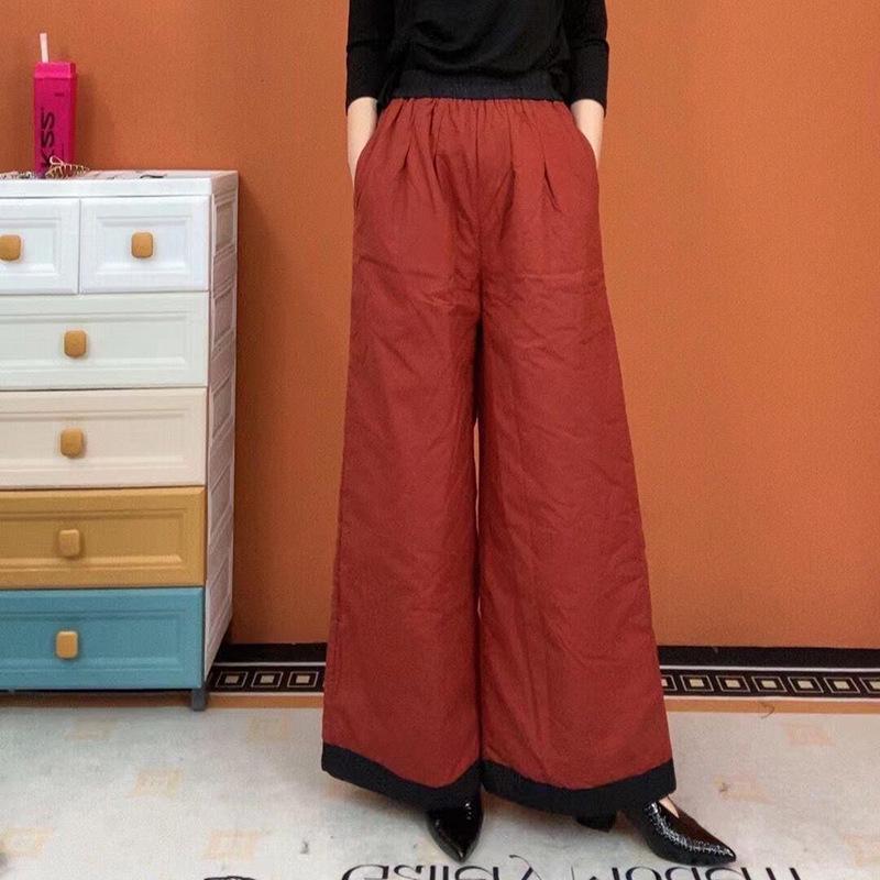 

Women s Angora Red Cold-Resistant Wide-Leg Cotton Pants - Warm Winter Casual Wear 2XL