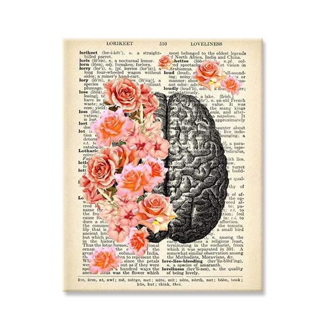 Ανθρώπινα Όργανα Τέχνη με Λουλούδια Ζωγραφική σε Καμβά Vintage Ιατρική Ανατομία Εικόνες στον Τοίχο Αφίσες Cuadros Κλινική Νοσοκομείου Διακόσμηση Τοίχου