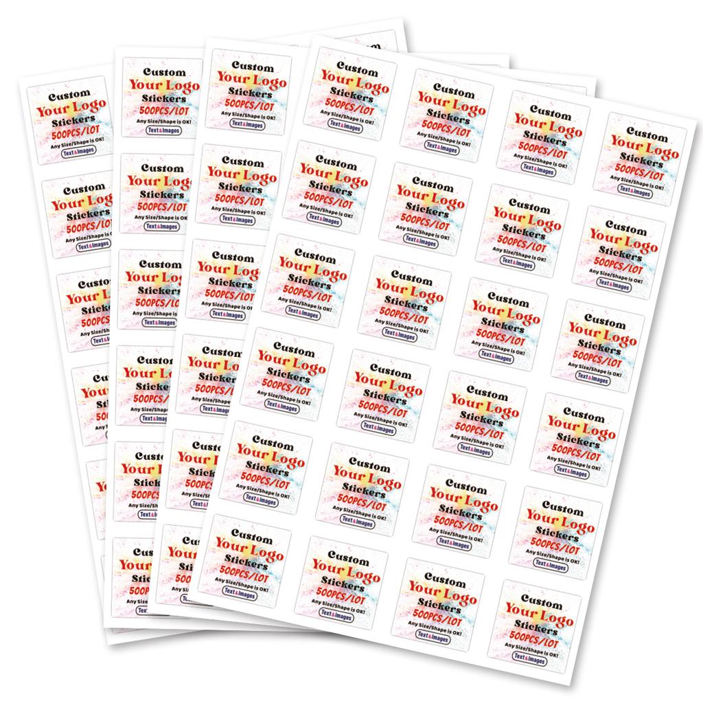500Pcs Custom Logo Stickers Personalized Text  Image Labels Round Or Square Brand Stickers For Packaging Gifts Business Use