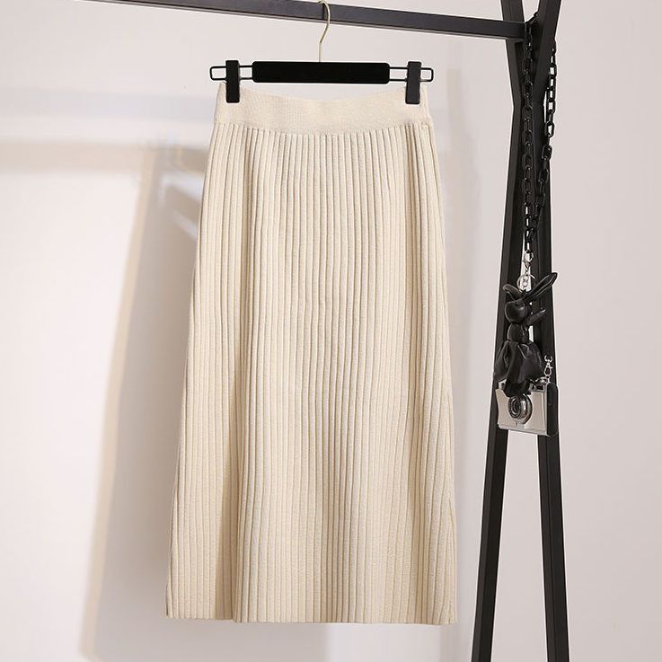 

Жіноча офісна спідниця Весна-осінь Сексуальні теплі трикотажні чорні спідниці-олівець Жіноча висока талія Елегантна довга спідниця Клубна спідниця для вечірок XL бежевий