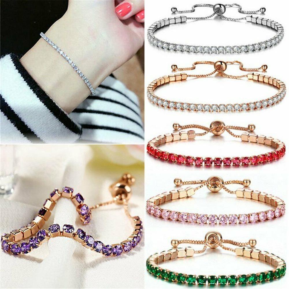 Luxury Alloy Fake Zircon Crystal Bracelet Fashion Women Wrist Jewelry Elegant Style