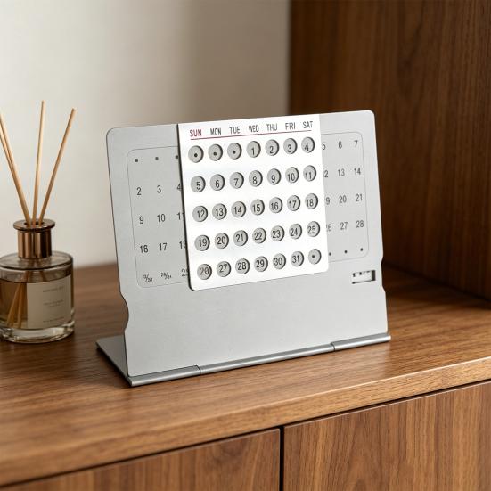 Perpetual Calendar Ultra-Light 1.4oz Aluminum Alloy Manual Adjustable Monthly Desk Calendar