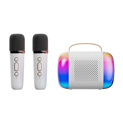 Mini Karaoke Machine Wireless Microphone and Speaker Set with 2 Microphone Rechargeable LED Color