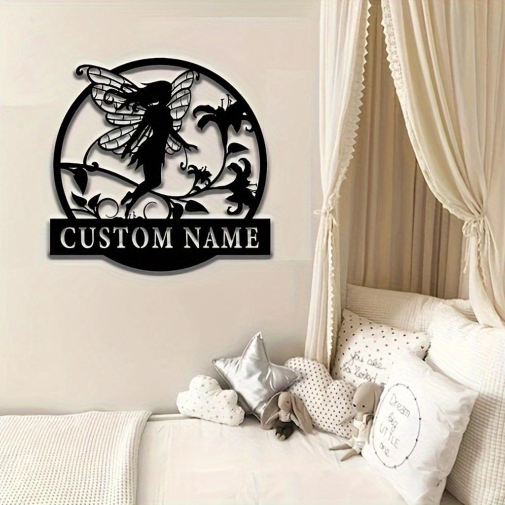 Customizable Fairy Metal Surname Sign 1pc Black Iron Art Hot Sale for Home Living Room Outdoor Patio Decor