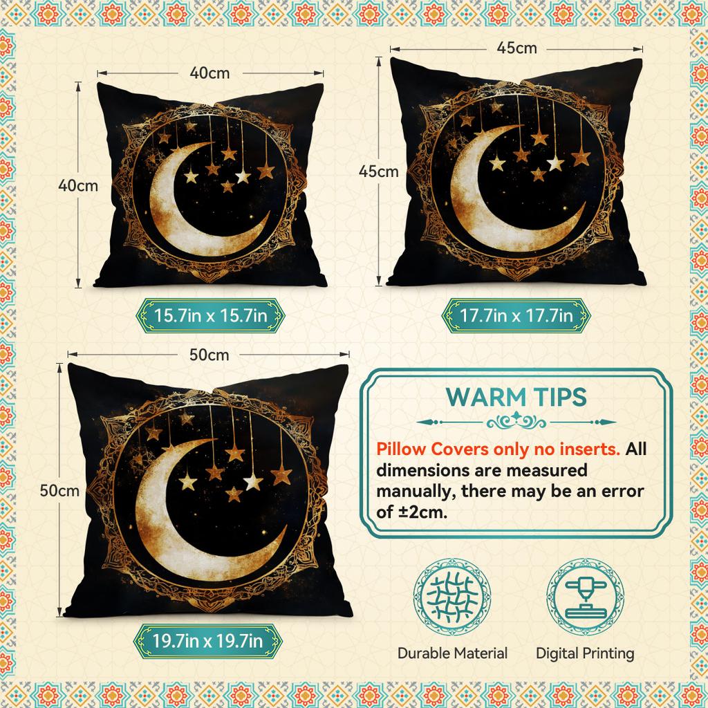 Stars Moon Ramadan Pillowcase Printed Polyester 40/45/50Cm Throw Pillowcover Decorative Sofa Cushion Pillowslip Home Decor