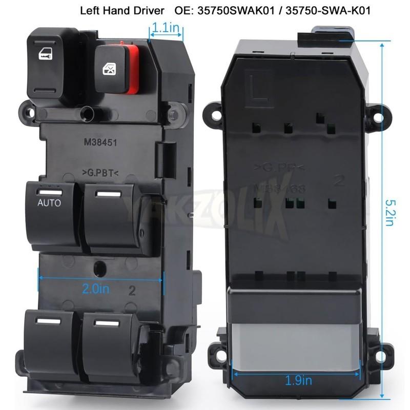 35750SWAK01 35750-SWA-K01 35760-SWA-J01 35750-SWA-Z01 35750-SWA-J01 Power Window Switch for Honda CRV 2007 2008 2009 2010 2011